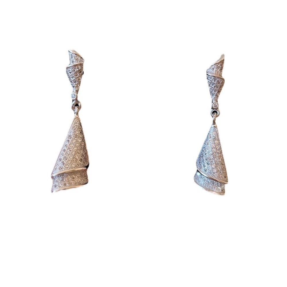 NWT Sterling Silver 925 CZ Zirconia Drop Earrings - Picture 2 of 2